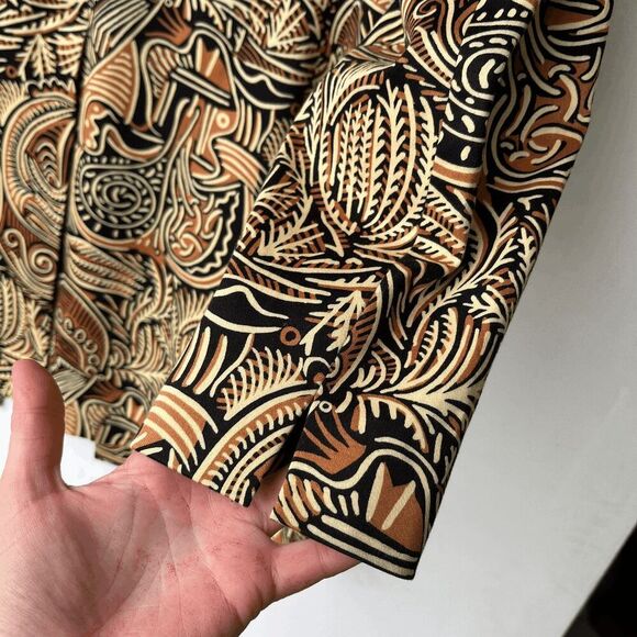 Ellen Tracy Blazer 14 NWOT Tribal Print Cotton Blend Long Jacket - Picture 4 of 8